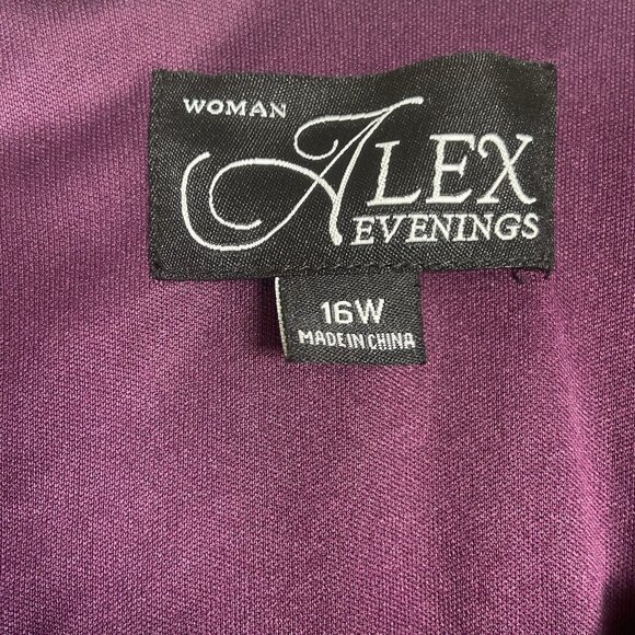 Alex Evenings Woman 16W Plum Lace Sequin Bodice Chiffon Mother Of Bride Dress - Picture 8 of 16